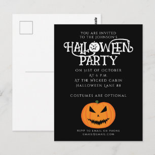 Kühle gruselige Jack O'Lantern Halloween-Einladung Postkarte