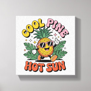 Kühle Kiefer Heiße Sonne Retro Ananas Sommer Stimm Leinwanddruck