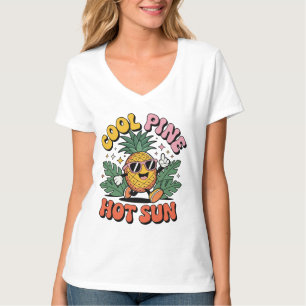 Kühle Kiefer Heiße Sonne Retro Ananas Sommer Stimm T-Shirt