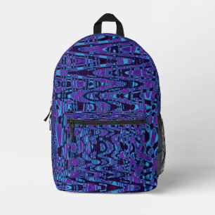 Kühle lila und blaue abstrakte Tie-Dye-Retro-Welle Bedruckter Rucksack