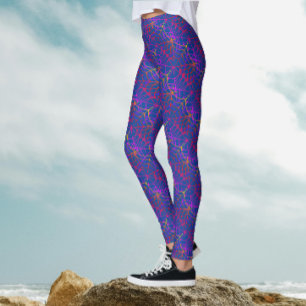 Kühle lustige lila blaue Halloween-Spinnennetz-Mus Leggings