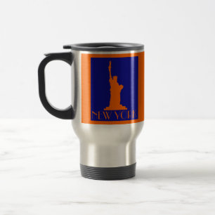 Kühle Orange und Blaue NYC Freiheitsstatue Reisebecher