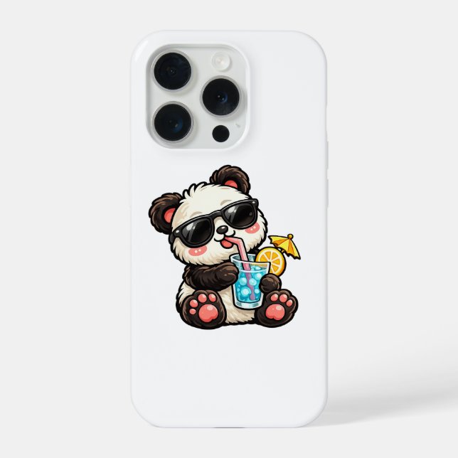 Kühle Panda-Drinks iPhone 15 Pro Hülle (Rückseite)