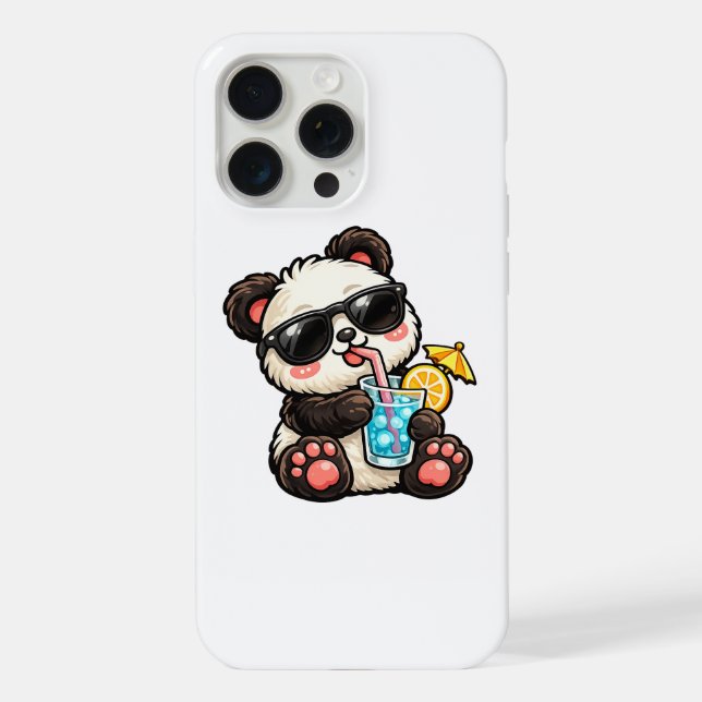 Kühle Panda-Drinks iPhone 15 Pro Max Hülle (Rückseite)