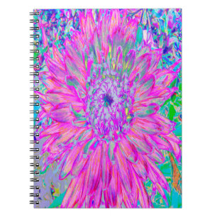 Kühle pinkblaue und violette künstlerische Dahlien Notizblock
