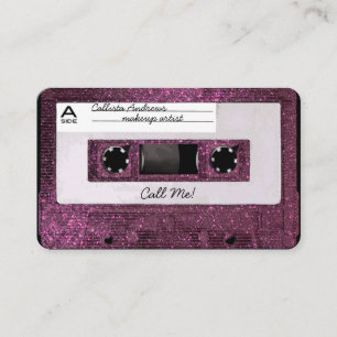 Kühle Retro-80er-Rosa-Glitter-Cassette-Mixtape Visitenkarte