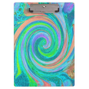 Kühle Retro-Aquamarine- und Korallen-Liquid-Art-Sw Klemmbrett