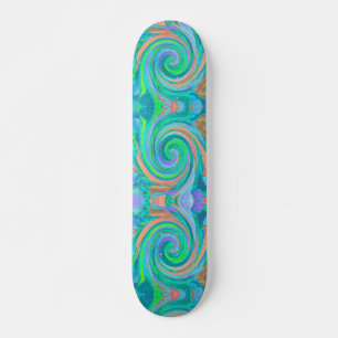 Kühle Retro-Aquamarine- und Korallen-Liquid-Art-Sw Skateboard