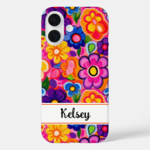 Kühle Retro-Blumen Personalisiert
