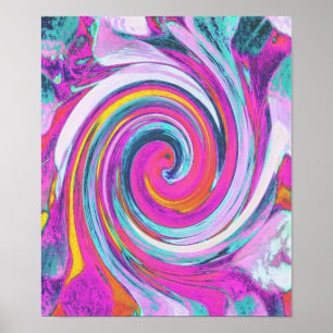Kühle Retro-Magenta-, Rosa- und Blaue Flüssigkeits Poster