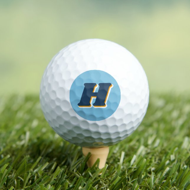 Kühle Retro-Typografie Monogramm Initiale | Blau Golfball (Insitu T-Shirt)