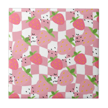 Kühle rosa Küchen Erdbeeren Karomuster