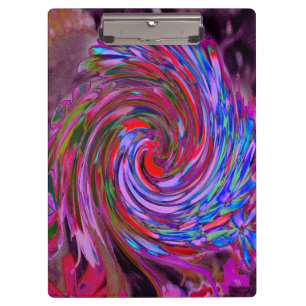 Kühle rote, blaue und rosa abstrakte Floralswirle Klemmbrett