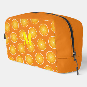 Kühle saftige Orange gelbe Fruchtscheiben Monogram Waschbeutel
