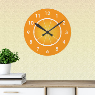 Kühle saftige Orangenscheibe mit Zahlen Runde Wanduhr