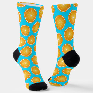 Kühle, saftige Orangenscheiben-Muster Neonblau Socken