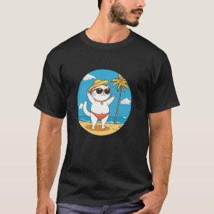 Kühle Schwimmshorts Katze am Strand für den Sommer T-Shirt