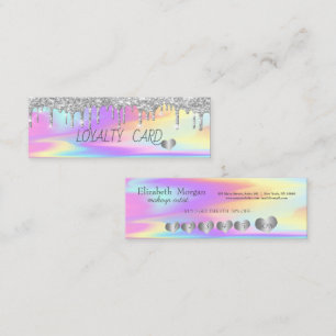 Kühle Silber Glitter-Tropfen Herzen, Holografisch Treuekarte