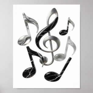 Kühle Silber MUSIC IN MOTION Text Design Poster