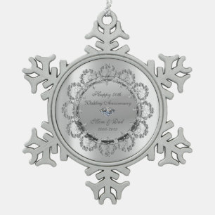 Kühle silberne Blumenornamente Hochzeit Jubiläum Schneeflocken Zinn-Ornament