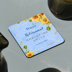 Kühle Sommer-Sonnenblumen-Aquarell-Ruhestandsfeier Rechteckiger Pappuntersetzer