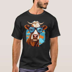 Kühle Sonnenbrille Kuh Kostüm T-Shirt