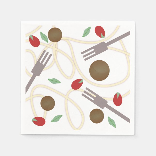 Kühle Spaghetti-Fleischbällchen-Muster Serviette (Vorderseite)