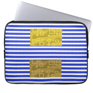 Kühle Streifen Blau Gold Geometrisch  Laptopschutzhülle