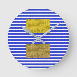Kühle Streifen Blau Gold Geometrisch Runde Wanduhr