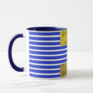 Kühle Streifen Blau Weiß Geometrisch  Tasse