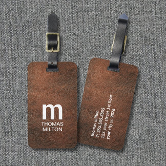 Kühle Textur Braun Weiße Fette Monogramm Gepäckanhänger
