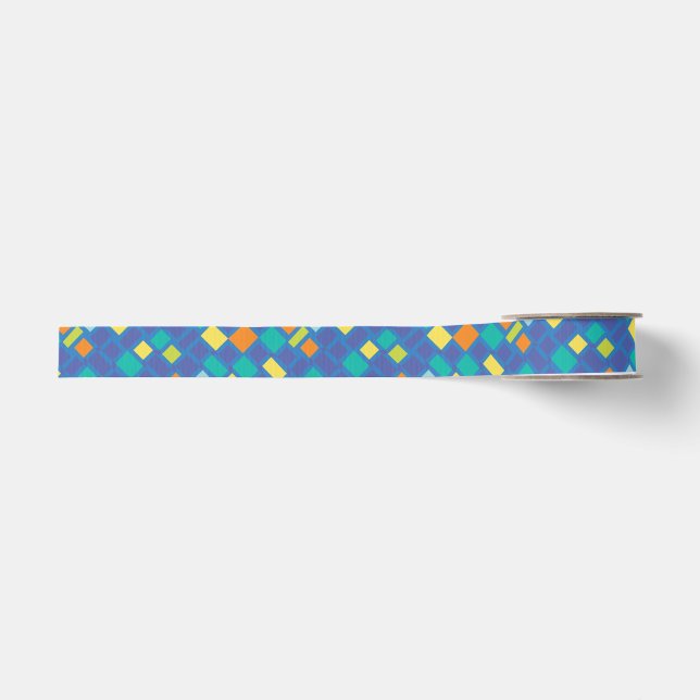 Kühle Tone Gingham-Muster für Kinder  Ripsband (Vorderseite)
