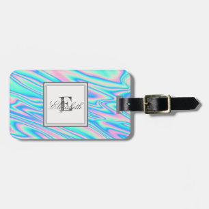 Kühle trendige holografische Textur, Monogramm Gepäckanhänger
