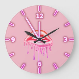 Kühle trendige metallische tropfende Lippen Große Wanduhr