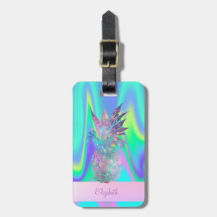 Kühle trendige Streifen-Ananas-Holografie Gepäckanhänger