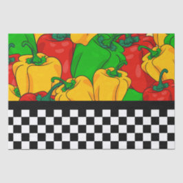 Kühle Tri-farbene Paprikaschoten und Checkerboard Seidenpapier