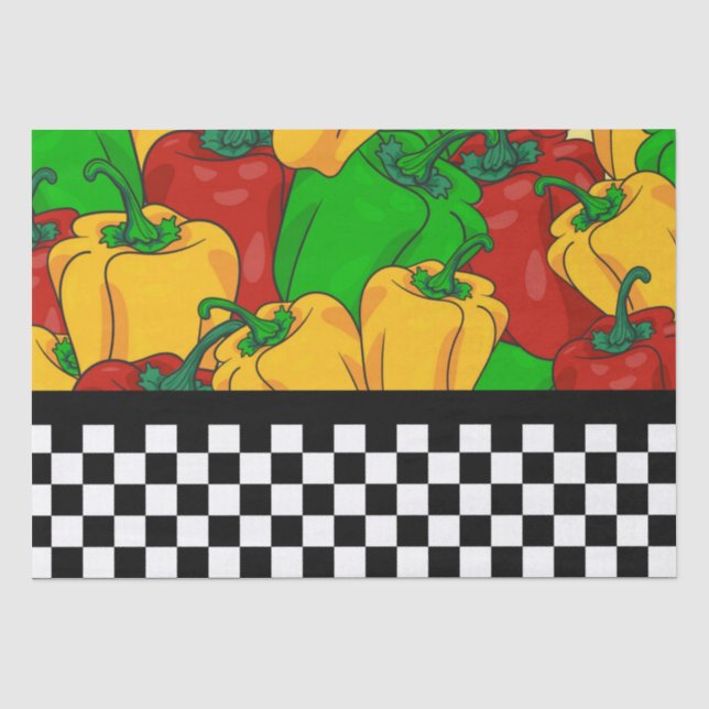 Kühle Tri-farbene Paprikaschoten und Checkerboard Seidenpapier (Vorderseite)