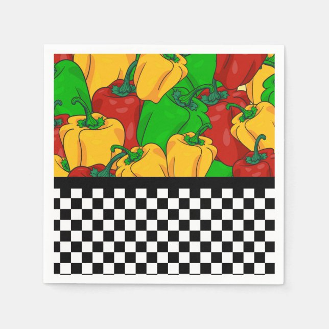 Kühle Tri-farbene Paprikaschoten und Checkerboard Serviette (Vorderseite)