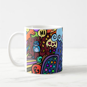Kühle und bunte Comic-Graffiti Kaffeetasse