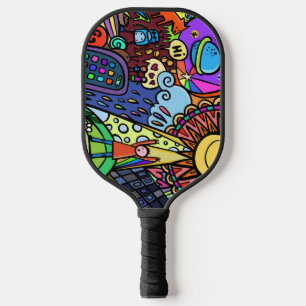 Kühle und bunte Comic-Graffiti Pickleball Schläger