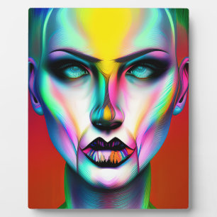 Kühle und gruselige bunte androgyne Robot  Fotoplatte