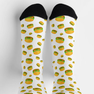 Kühle und lustige leckere Burger-Muster auf Weiß Socken