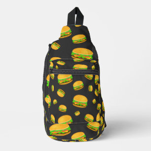 Kühle und lustige leckere Burger Muster dunkelgrau Crossbody Bag