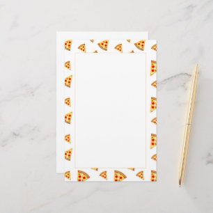 Kühle und lustige Pizzateilchen-Muster auf Weiß Briefpapier
