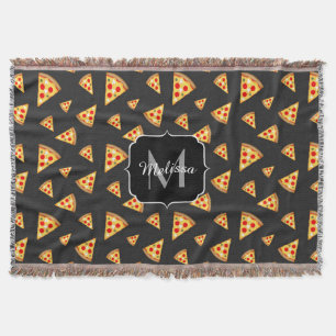 Kühle und lustige Pizzateilchen-Muster-Monogramm Decke