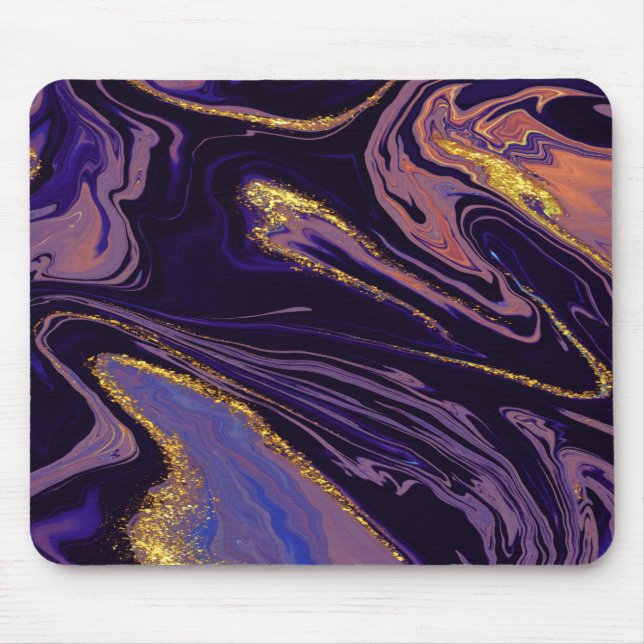 Kühle Violette Goldmarmorstruktur Mousepad (Vorne)