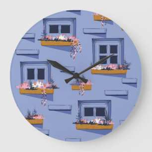 Kühle Wandfenster Sommer Muster Große Wanduhr