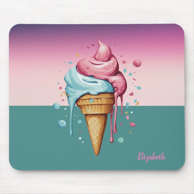 Kühle Wasserfarbe tropfendes Eis   Mousepad (Vorne)