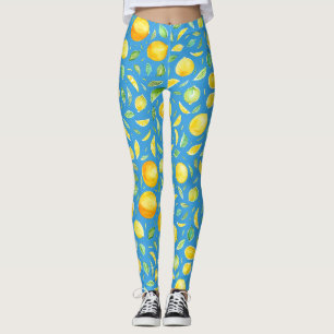 Kühle Zitrusgelbe Türkisblaue Wasserfarbmuster Leggings