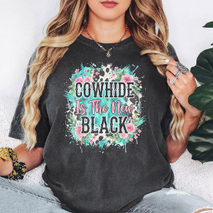 Kuhleder ist der neue schwarze Western-Blumenstil T-Shirt